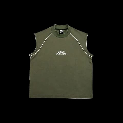 SLEEVELESS RANGLAN - MILITAR GREEN