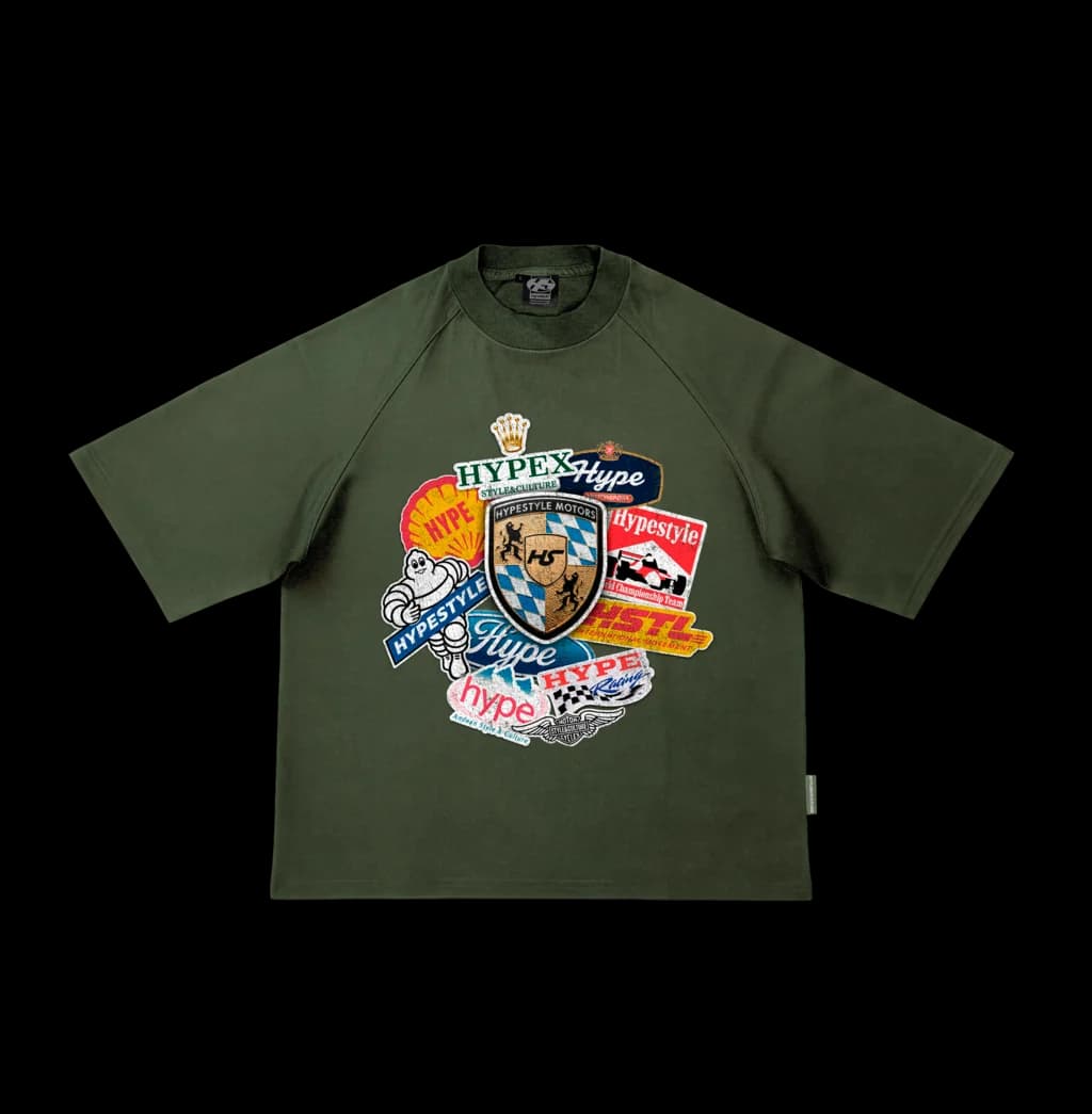 RACE TEE - GREEN & GREY TEE